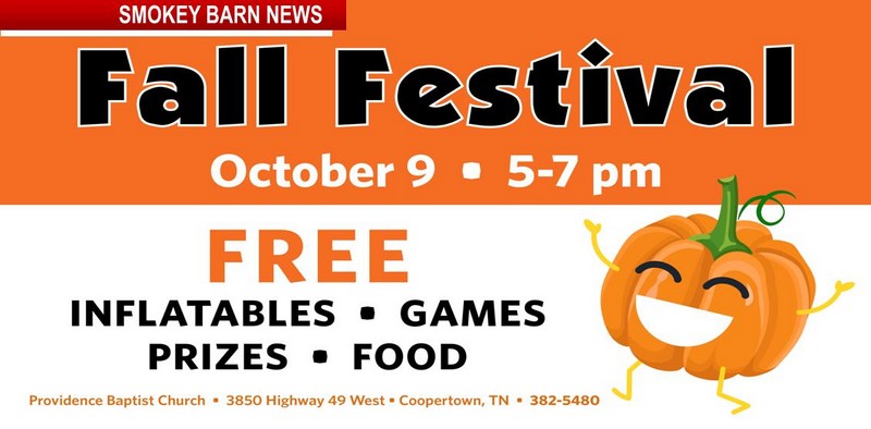 All Invited To Fall Festival In Coopertown At Providence Baptist Church Oct. 9th