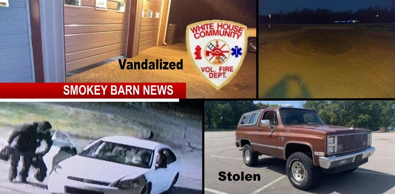 Two Crimes: Fire Station Vandalized/Dealership Vehicle Stolen (Police Seek Leads)